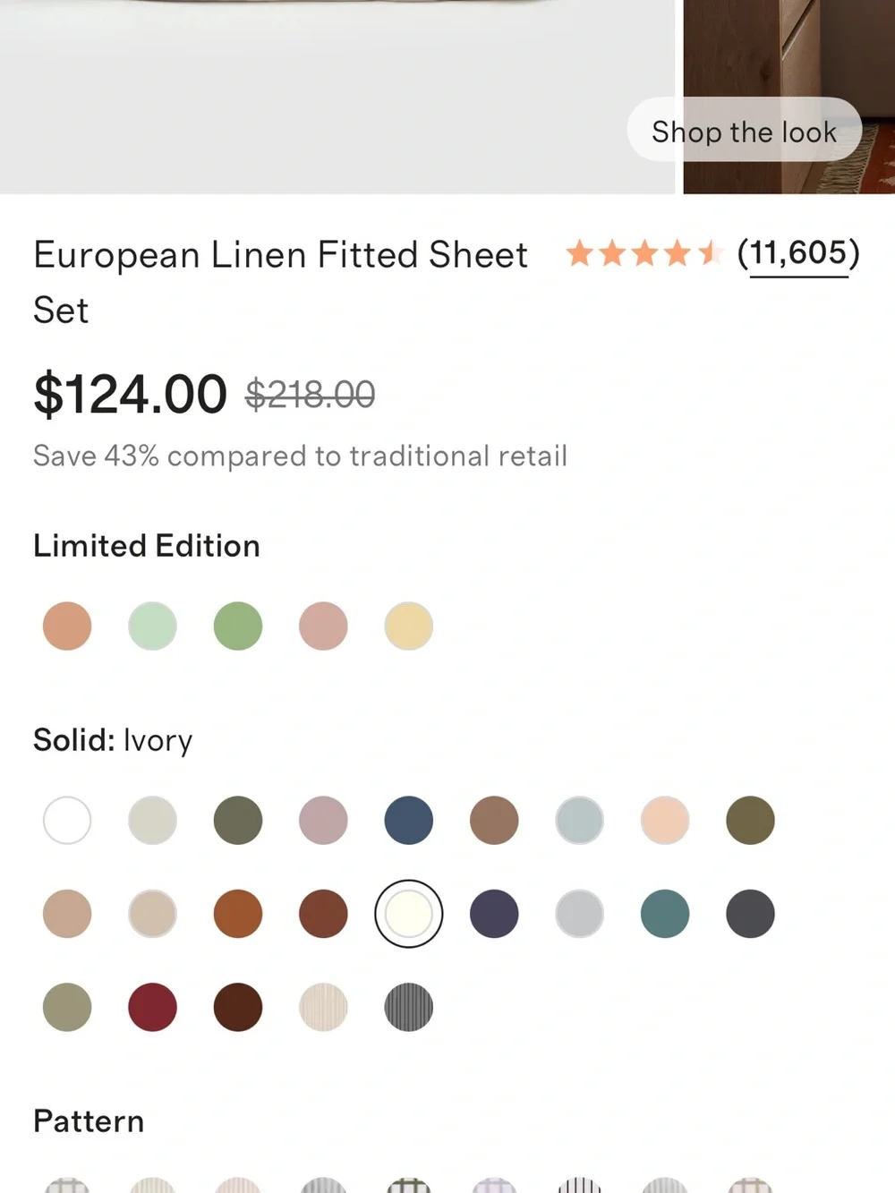 NWOT Queen European Linen Fitted Sheet Set in Ivory - $124